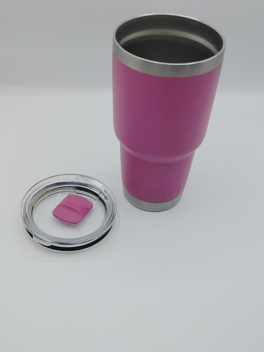 Yeti Pink Stainless Steel Insulated Tumbler with Clear Lid
